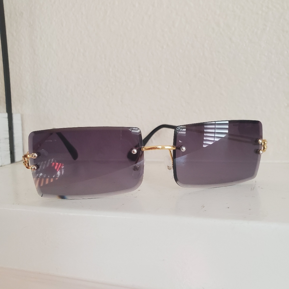 Black rectangular ombre Rimless sunglasses - Picture 6 of 6